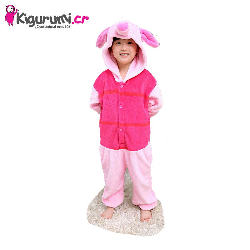 Pijama Chanchito Piglet para Niños - Disfraz de Winnie Pooh Tamaño 110 (95 a 1,15 m)