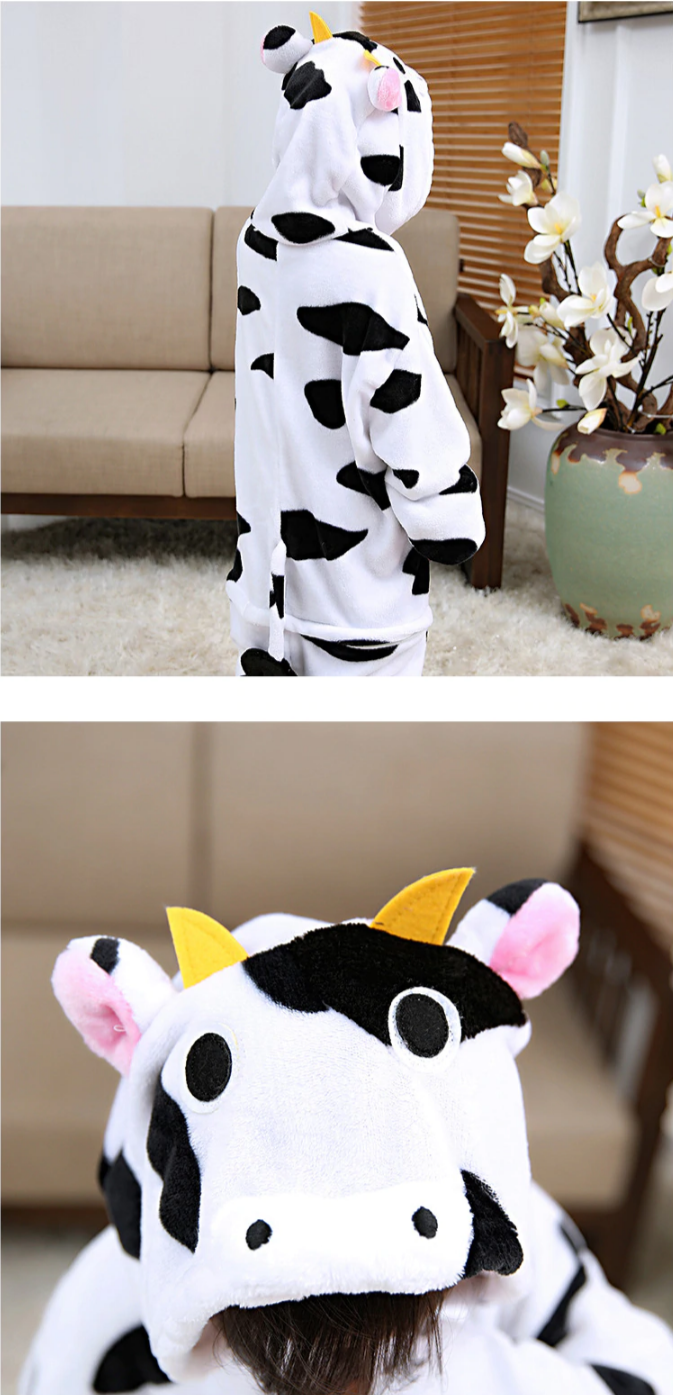 Realista Enredo Tranvía Disfraz de Vaca - pijamas kigurumi para niños Tamaño 110 (95 cm a 1,15 m)